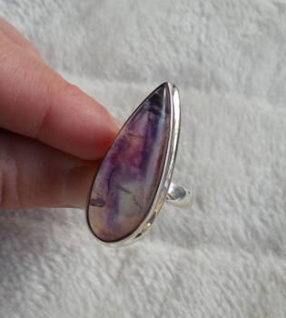 Zilveren ring gezet met Blue John ring maat 18.5 mm